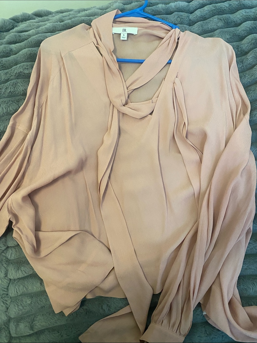 Banana Republic Blush Tie-Neck Long Sleeve Blouse